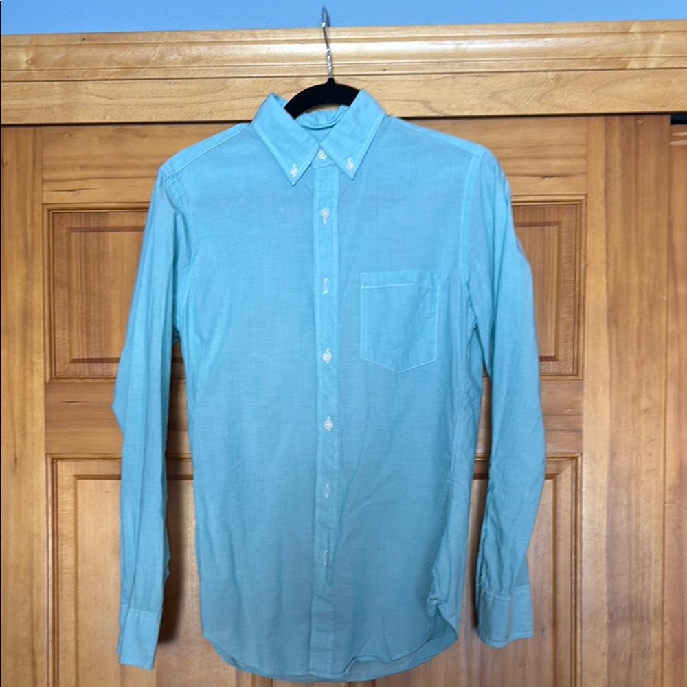 J. Crew Blue Casual Button Down Shirt with Textured Fabric